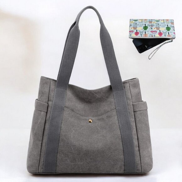 Canvas Women Tote Shoulder Bag Casual Retro Top Handle Satchel Handbags - Picture 1 of 7